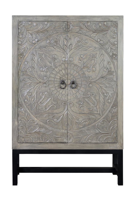 GINER Y COLOMER Armoire en bois de manguier et pieds en métal gris vieilli